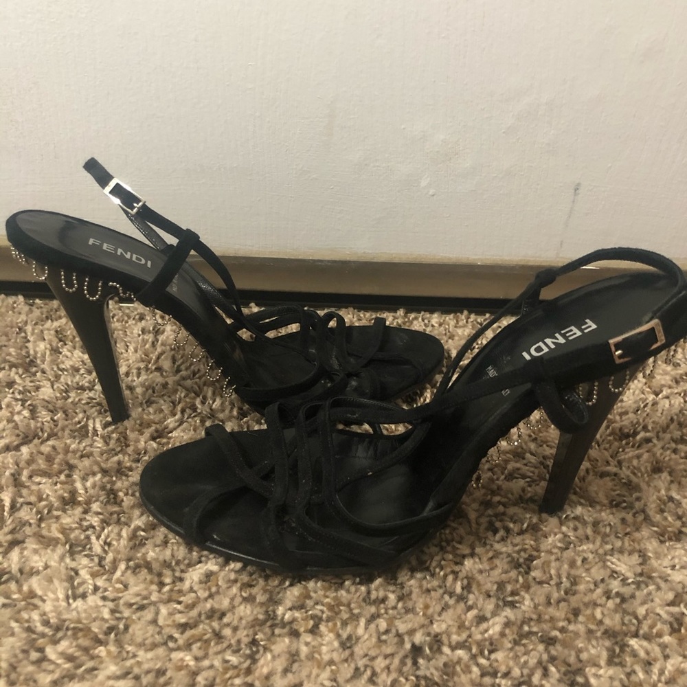 Fendi sandals with beaded fringe